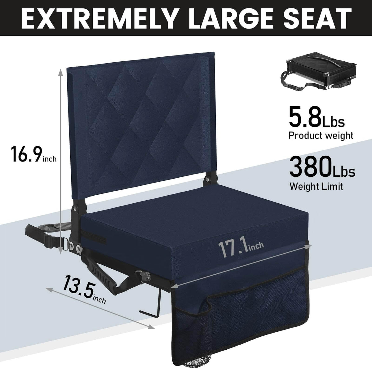 Sheenive Stadium Seats with Back Support, Padded Bleacher Seat Cushion