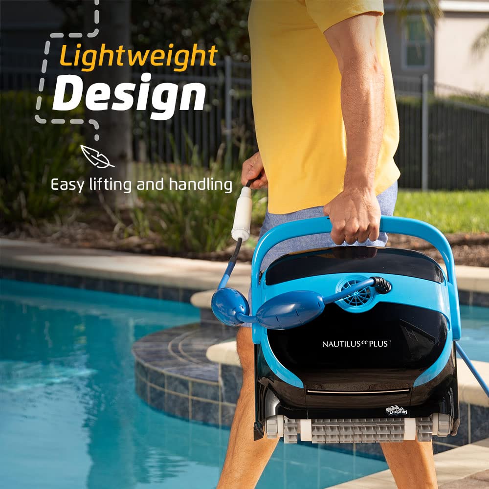 Dolphin Nautilus CC Automatic Robotic Pool Vacuum Cleaner, Wall Climbing Scrubber Brush, Top Load Filter Access, Ideal for Above/In-Ground Pools up to 33 FT in Length