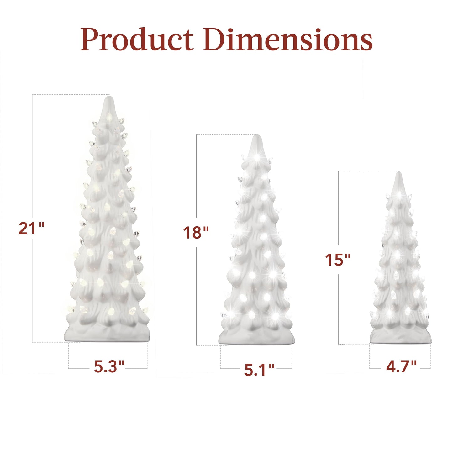Best Choice Products Set of 3 Ceramic Christmas Trees, Pre-Lit Hand-Painted Tabletop Holiday Decoration w/Multicolor Bulbs, LED Lights – Green