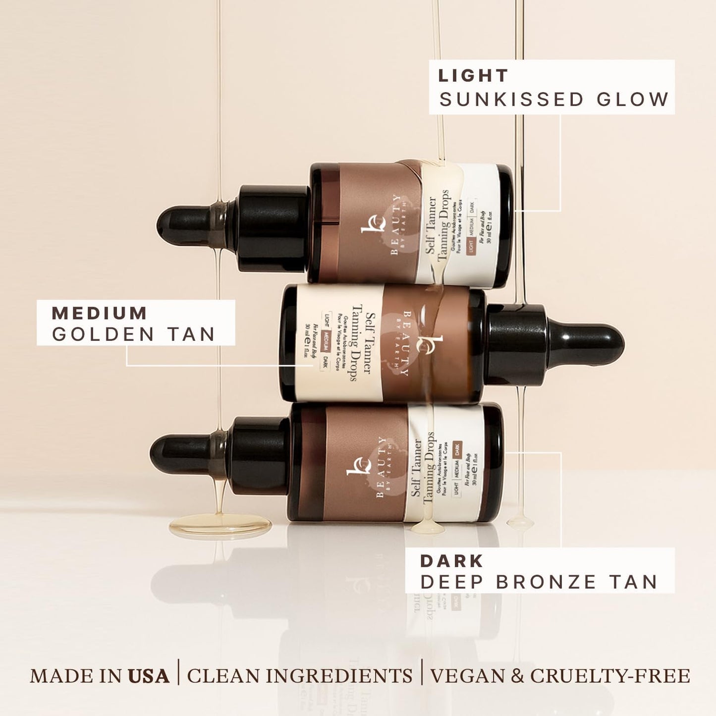 Self Tanning Drops - USA Made with Natural & Organic Ingredients, Medium Face Tanning Drops to Add to Lotion, Moisturizing Bronzing Tanner for Face & Body, Toxin Free Tanner for Fake Tan