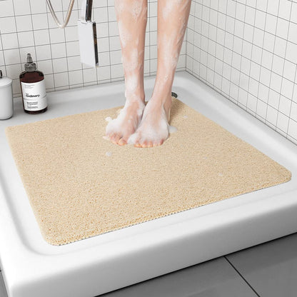 Non Slip Shower Mat, Comfortable Bath mat for Textured Surface,Quick Drying Easy Cleaning Shower Floor Mat for Wet Area,Without Suction Cups Pink 24 x 24
