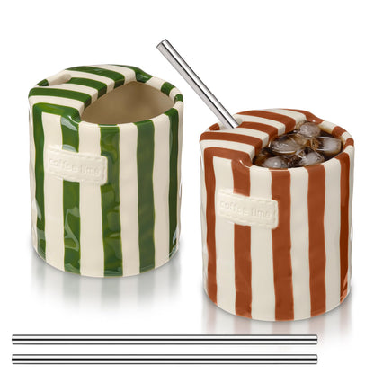 2 Pack Ceramic Mug with Sip Hole,