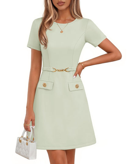 MEROKEETY Women's Summer Business Casual Work Office Mini Dress