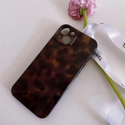 Aesthetic Tortoise Shell Phone Case for iPhone 17 Pro 6.3in,Retro Cool Girl Leopard Print Brown Amber Trendy Full Camera Protective Cover for iPhone 17pro 6.3"
