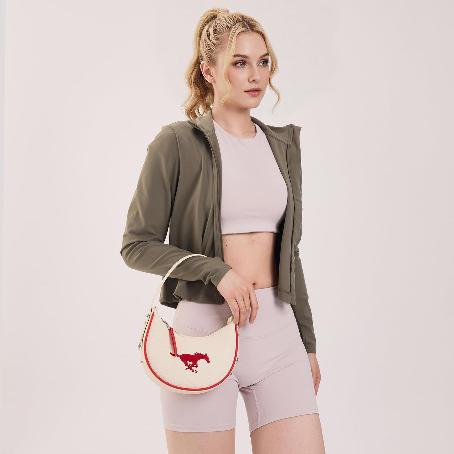 NCAA Crescent Shoulder Bag for Women, Half Moon Clutch Purses for Birthday/Graduation Gifts
