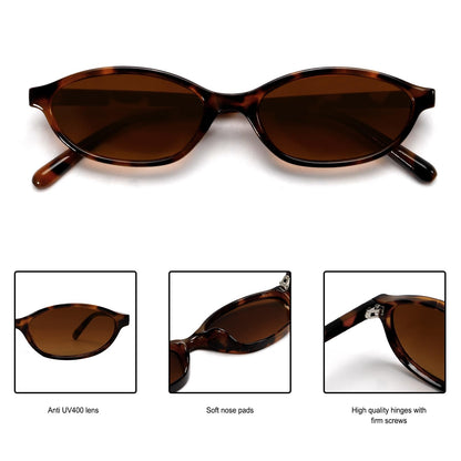 GUVIVI Retro Oval Sunglasses for Women