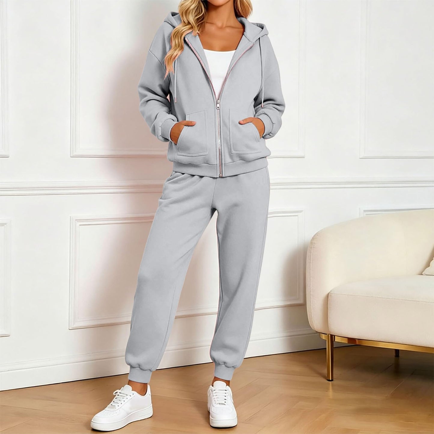 Jogger Sets For Women 2 Piece Zip Up Hoodie And Joggers Baggy Sweatsets
