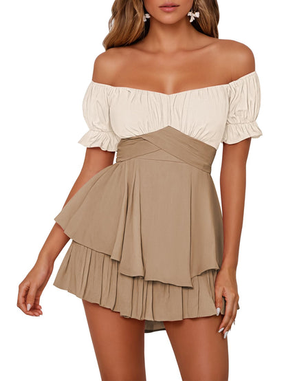 Fixmatti Women's Color Block Romper