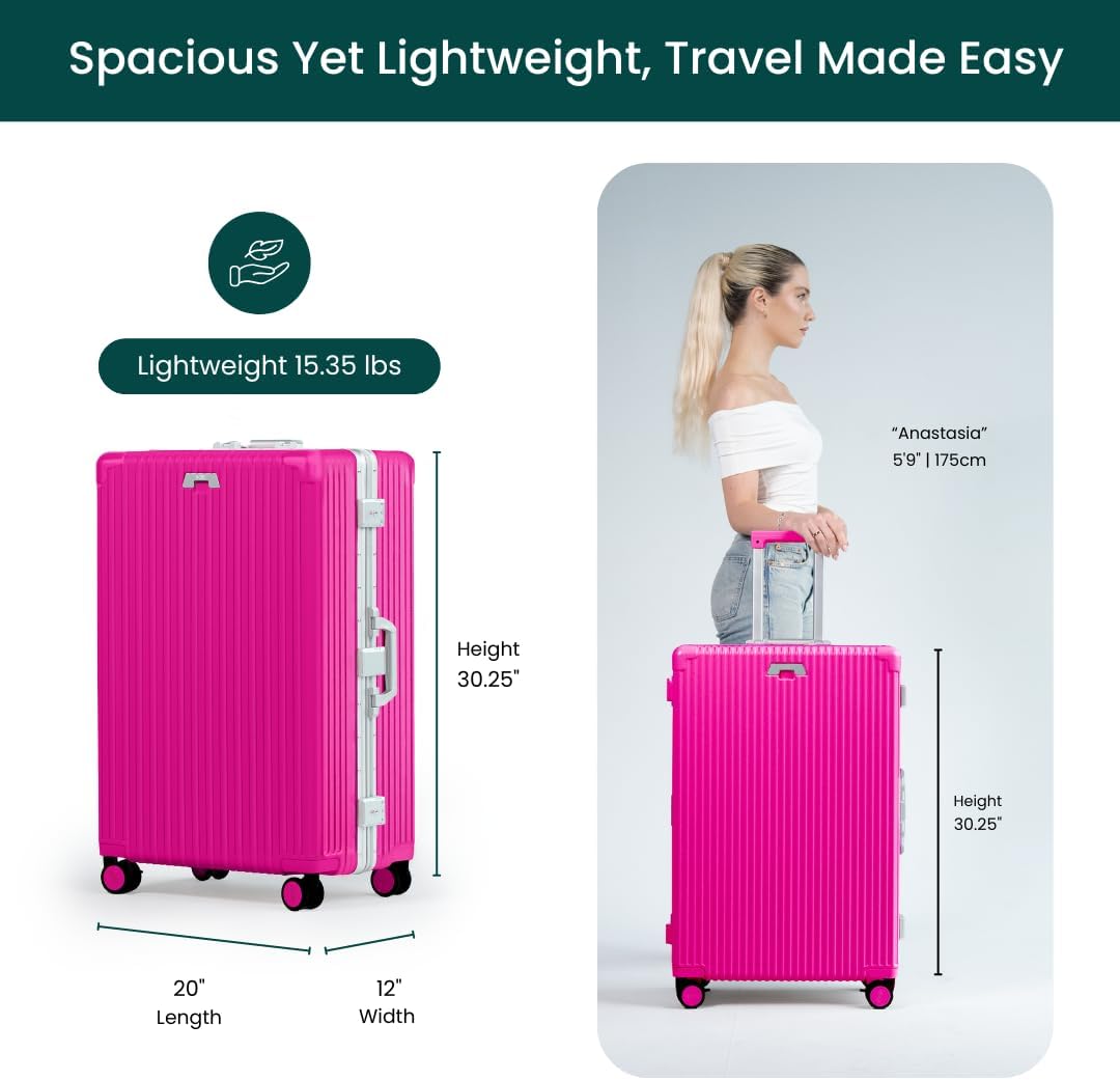 Nobl Travel Large Zipperless Aluminum Frame Hard Shell Checked Suitcase