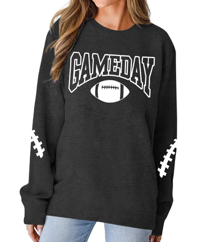 FAYALEQ Game Day Sweatshirts Women Football Sweatshirt Football Rugby Pullovers Casual Game Day Fan Pullover Top