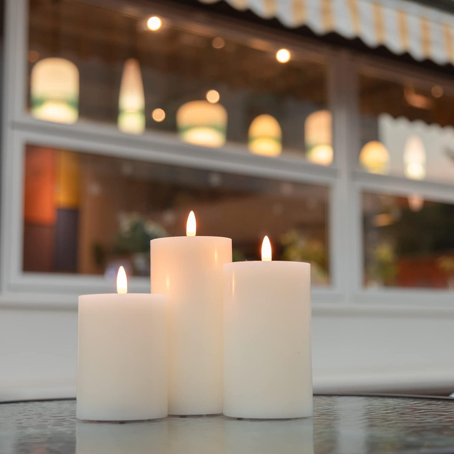 ANGELLOONG Gold Candles for Bathroom Decor, Glass Flameless Candles with Remote, Battery Operated LED Pillar Fake Candles with Timer for Christmas Home Fireplace Mantle Fall Decor
