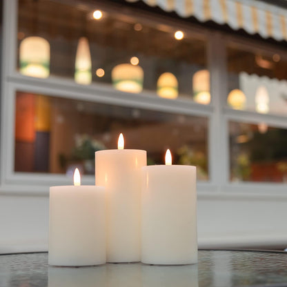 ANGELLOONG Gold Candles for Bathroom Decor, Glass Flameless Candles with Remote, Battery Operated LED Pillar Fake Candles with Timer for Christmas Home Fireplace Mantle Fall Decor