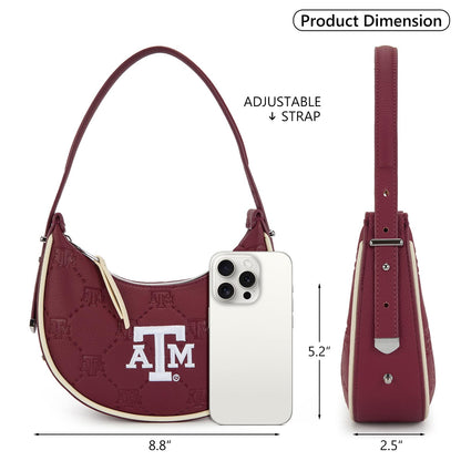 NCAA Crescent Shoulder Bag for Women, Half Moon Clutch Purses for Birthday/Graduation Gifts