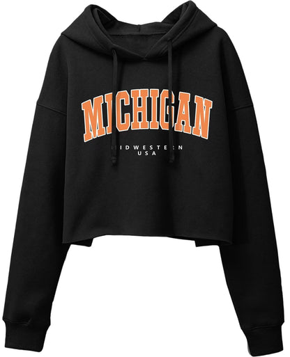 ORANDESIGNE Woman Graphic Print Cropped Hoodie Long Sleeve Fleece Pullover | 60% Cotton,Soft Fleece Fabric,Durable Letter Graphic Print,Drop Shoulder,Loose Fit,Easy Care,Going Out,Fall&Winter Casual