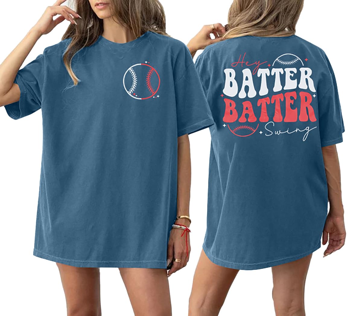 Baseball Shirts Women Oversized: Baseball Mom Tshirt Hey Batter Batter Swing Graphic Tee Ballparks Tops