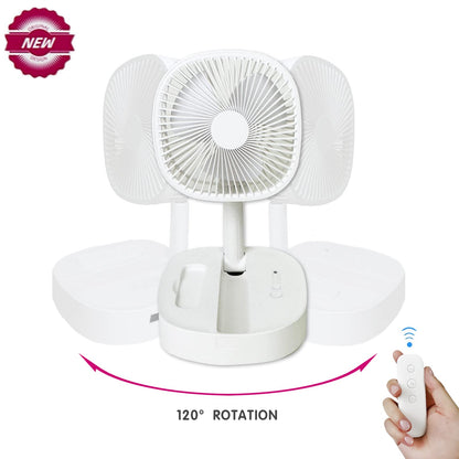 Magesh Portable Pedestal Fan - Foldaway Standing Fan Foldable Desk Fan, Use 7200Mah Rechargeable Battery, Remote Control Telescopic 4 Speed Quiet Timer Fan for Home Kitchen Outdoor Camping (Pink)