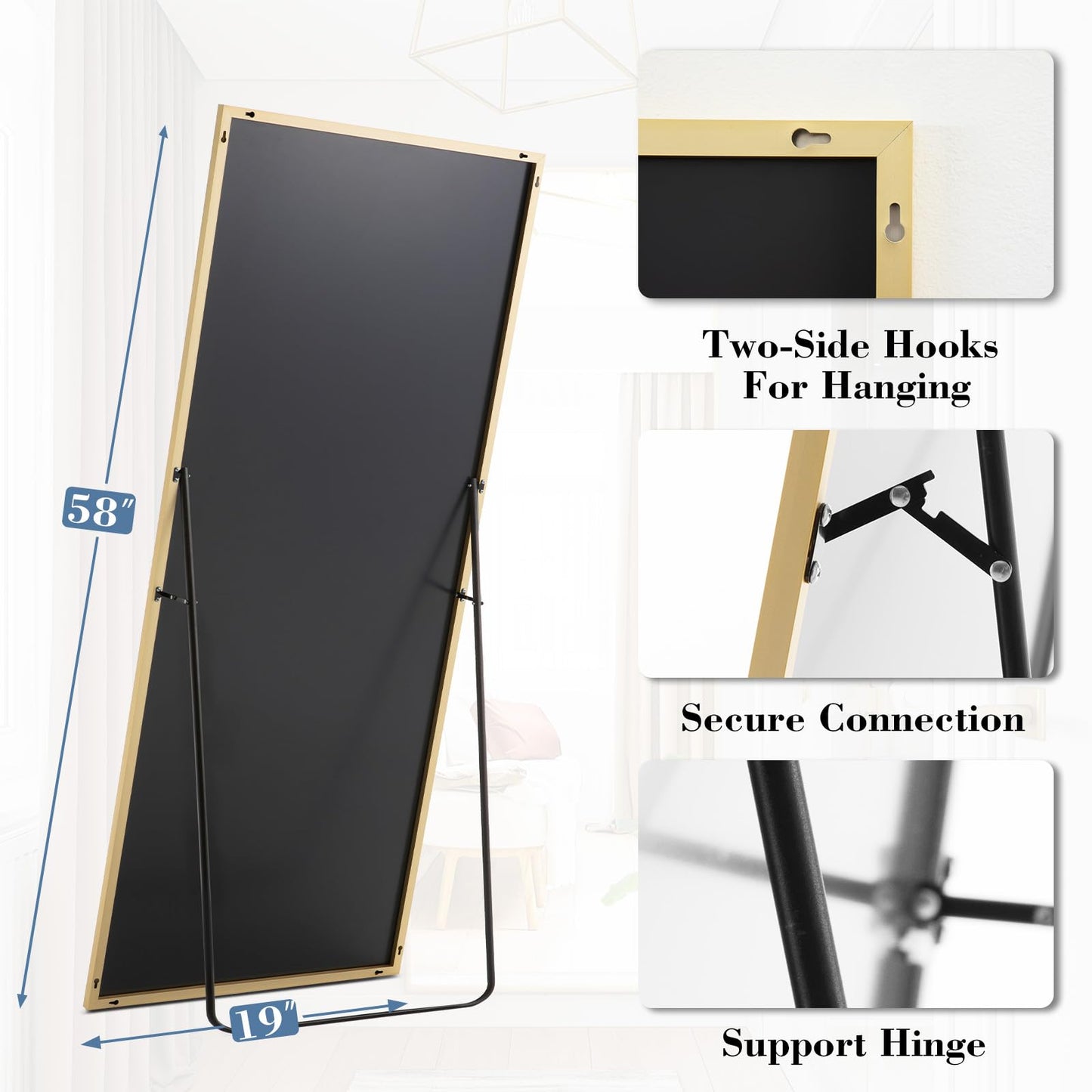 DUMOS 59"x16" Arched Full Length Mirror with Stand