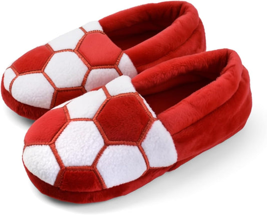 Little Kids Big Boys Warm Slippers with Soft Memory Foam Slip-on Indoor Football Slippers