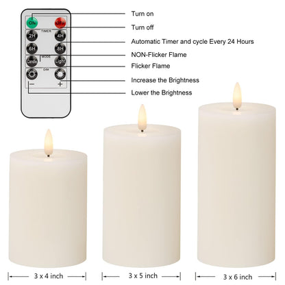ANGELLOONG Gold Candles for Bathroom Decor, Glass Flameless Candles with Remote, Battery Operated LED Pillar Fake Candles with Timer for Christmas Home Fireplace Mantle Fall Decor