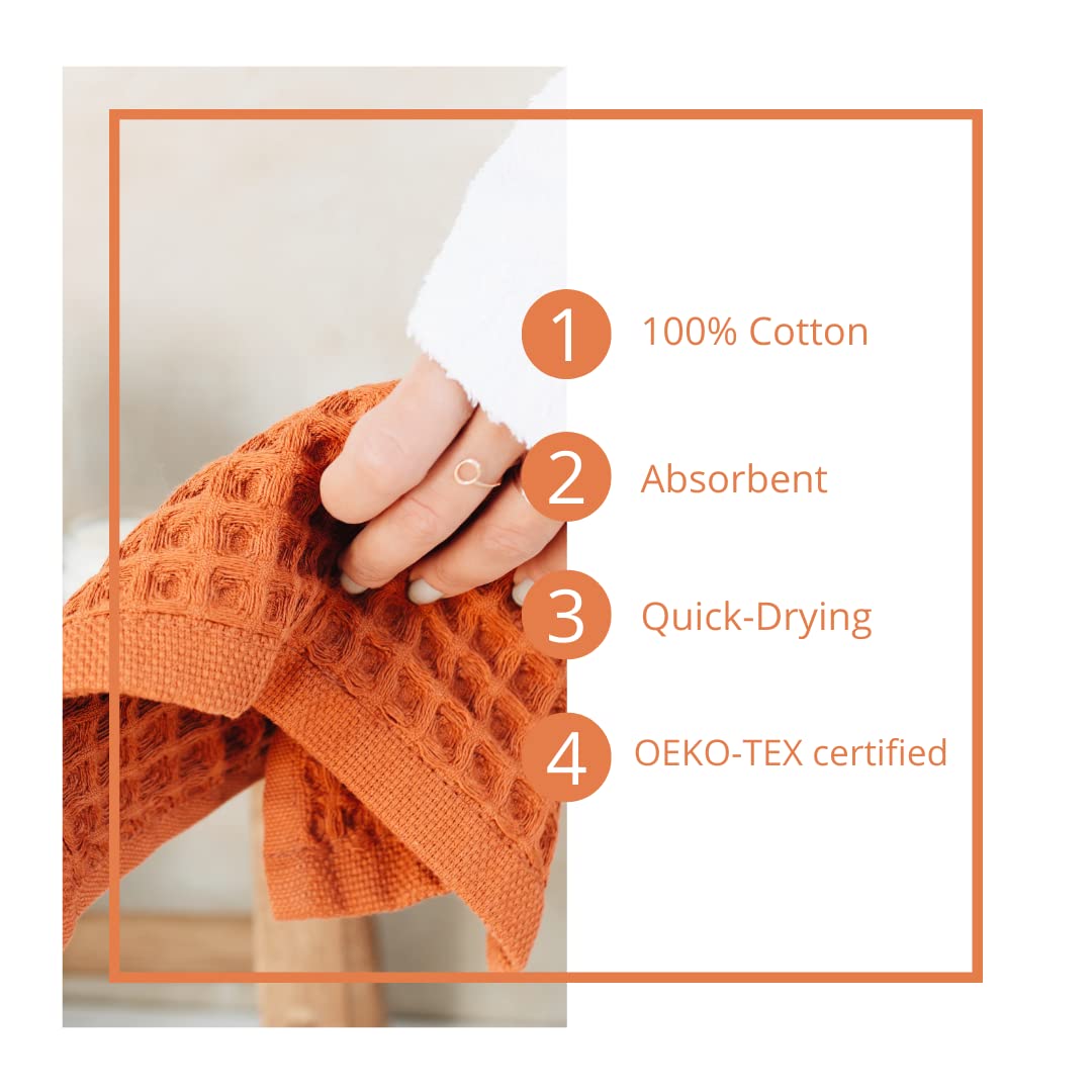 sea me at home Waffle Hand Towel – 100% Turkish Cotton, Quick-Dry, Soft and Absorbent Bathroom Towel (White)