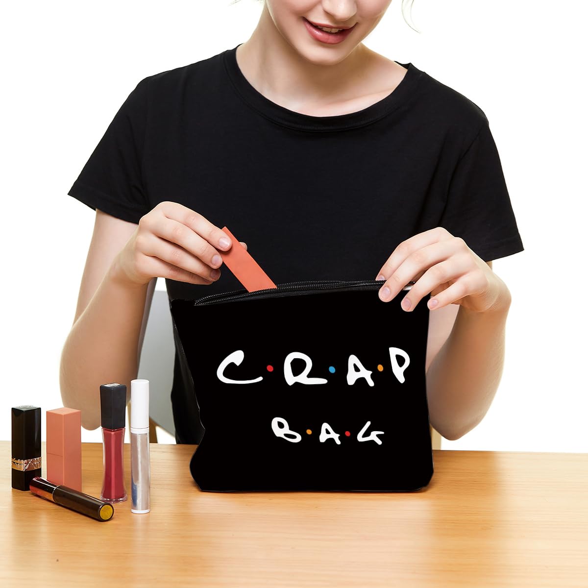 Funny gift Friend makeup bag, Best friend Cosmetic Bag, Friends Theme Natural Reusable Eco-Friendly Makeup Bag Gifts, for Women Men Best Friends Birthday Christmas Gift