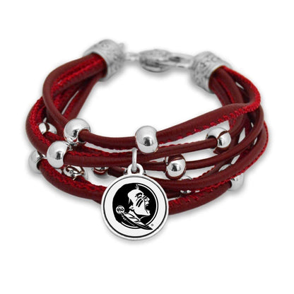 FTH Leather Cord Bracelet Silver Beads 7.5 Inch Officially Licensed