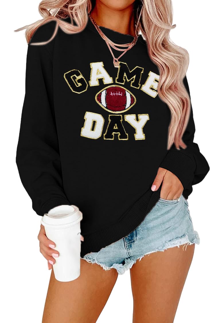 FLOYU Women Sunday Funday Sweatshirt Cute Football Graphic Pullover Game Day Weekend Tops Casual Football Season Shirt