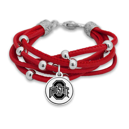 FTH Leather Cord Bracelet Silver Beads 7.5 Inch Officially Licensed