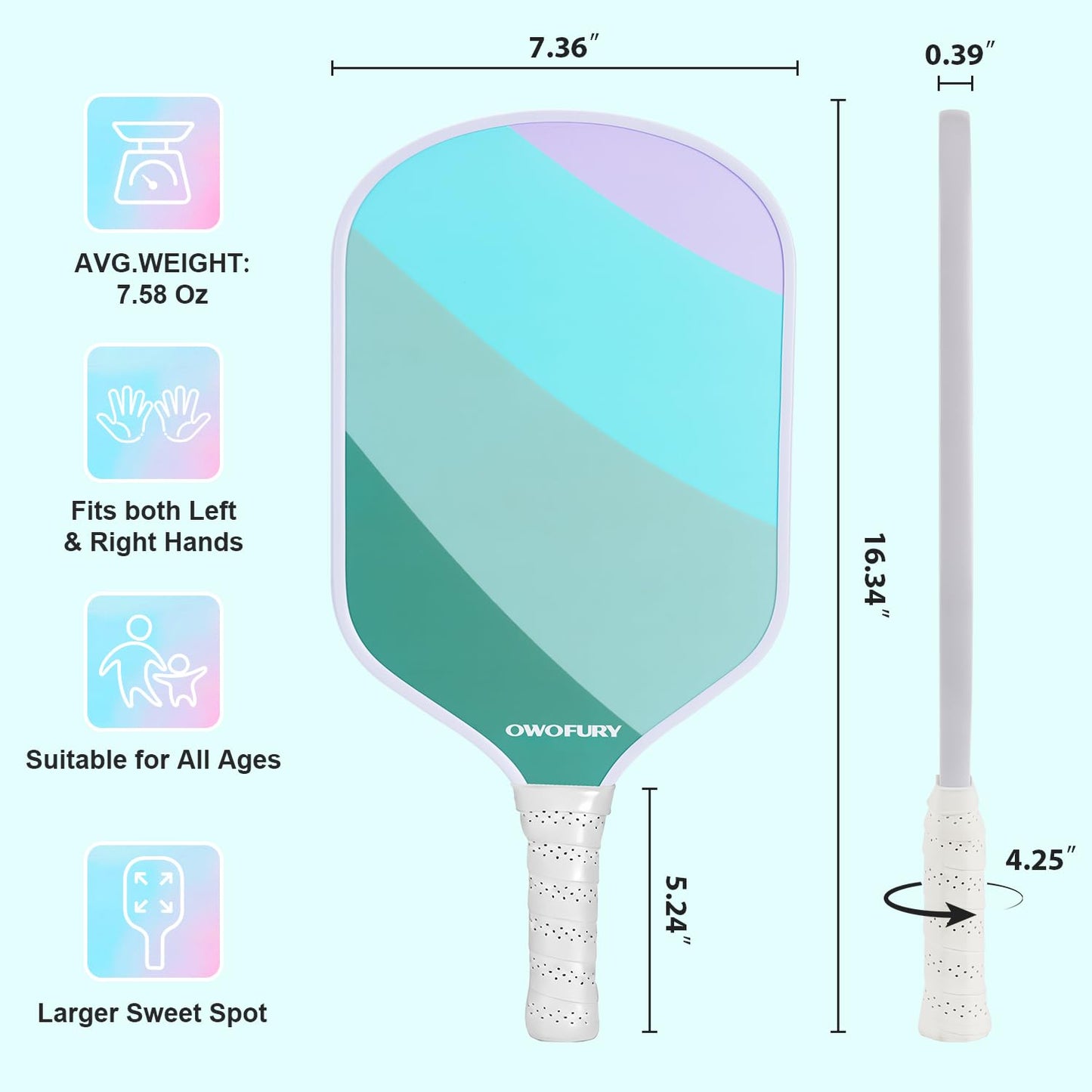 Pickleball Paddles Set of 2 Lightweight Honeycomb Core Pink