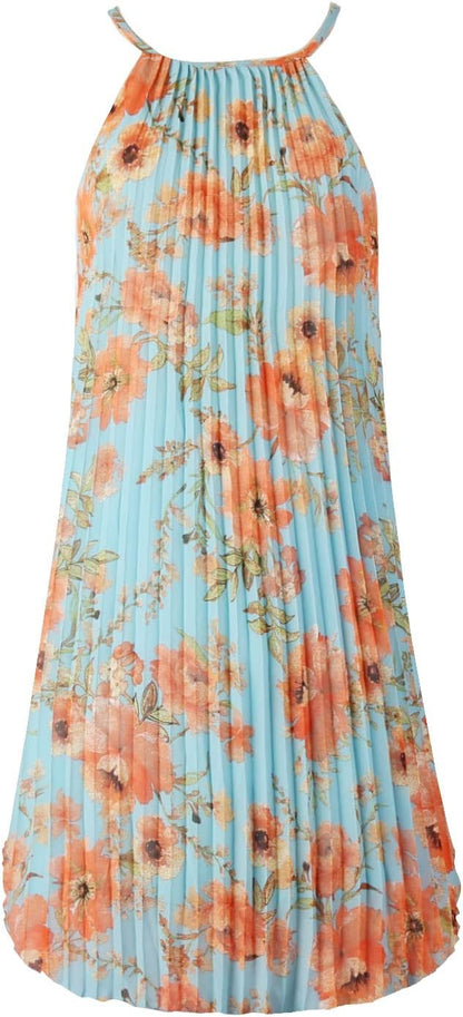 Ellames 2026 Summer Pleated Casual Swing Dress with Belt