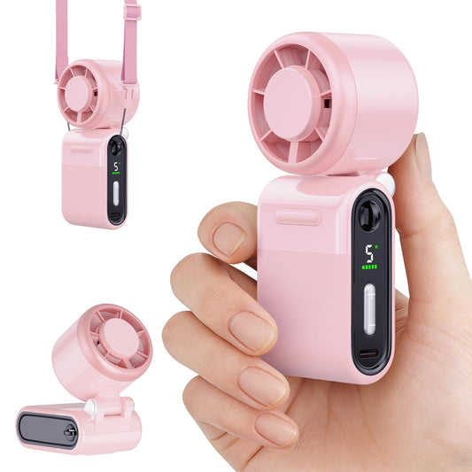Mini Portable Handheld Turbo Fan – Small But Mighty, Whisper-Quiet, Long-Lasting, 5-Speed High-Velocity Rechargeable Battery Fan, Personal Fan for Outdoor, Travel, Gifts for Women & Men(pink)