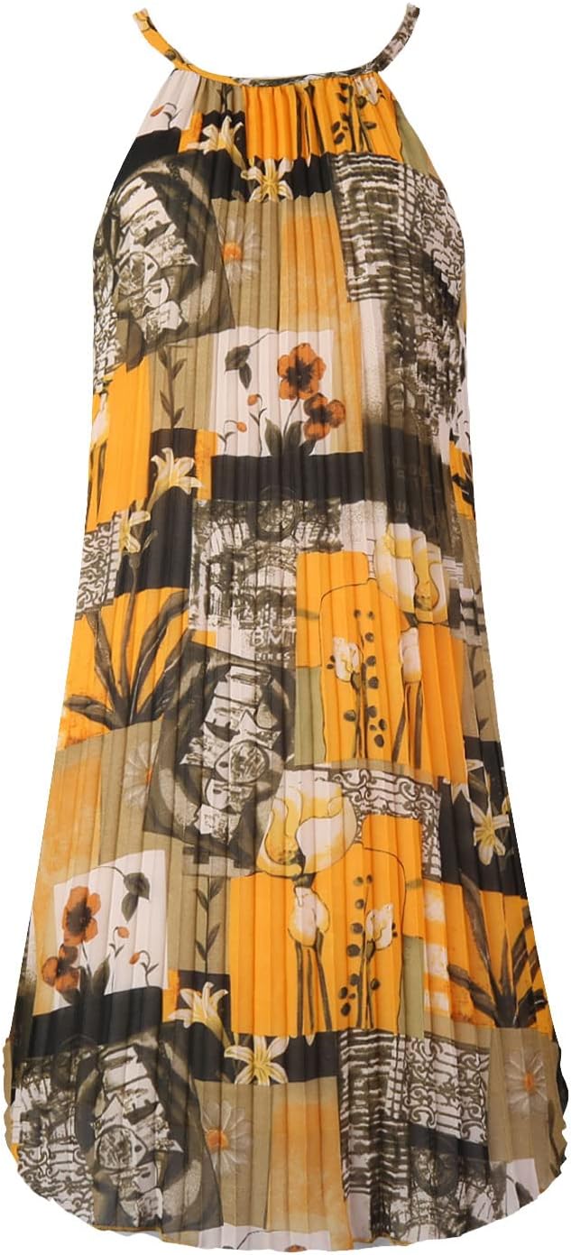 Ellames 2026 Summer Pleated Casual Swing Dress with Belt