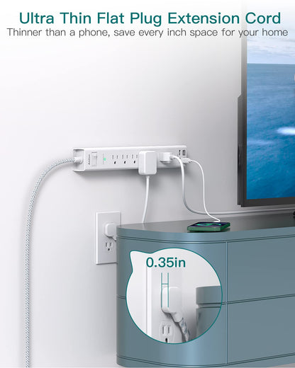 Addtam Power Strip Surge Protector - 15ft Long Extension Cord