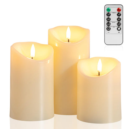 ANGELLOONG Gold Candles for Bathroom Decor, Glass Flameless Candles with Remote, Battery Operated LED Pillar Fake Candles with Timer for Christmas Home Fireplace Mantle Fall Decor