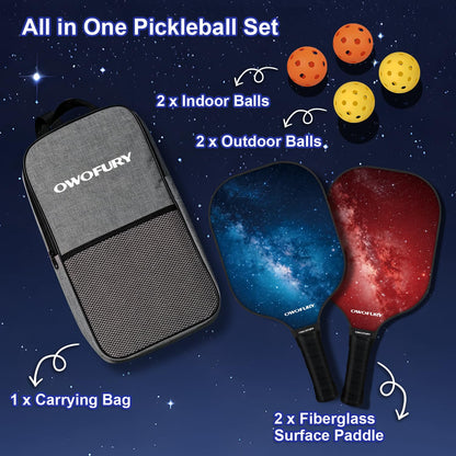 Pickleball Paddles Set of 2 Lightweight Honeycomb Core Pink