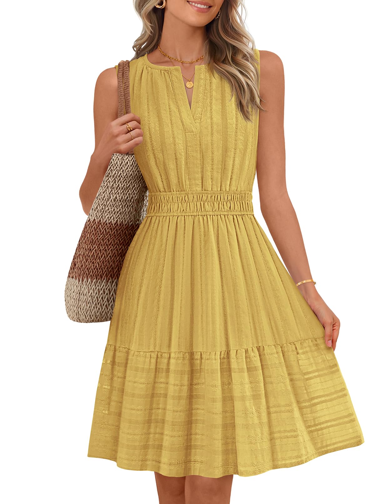 MEROKEETY Womens Summer Casual Beach Vacation Sleeveless Mini Sundress