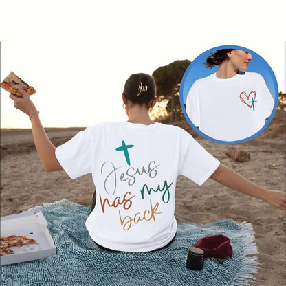 Tuislay Christian Shirts for Women Jesus Has My Back