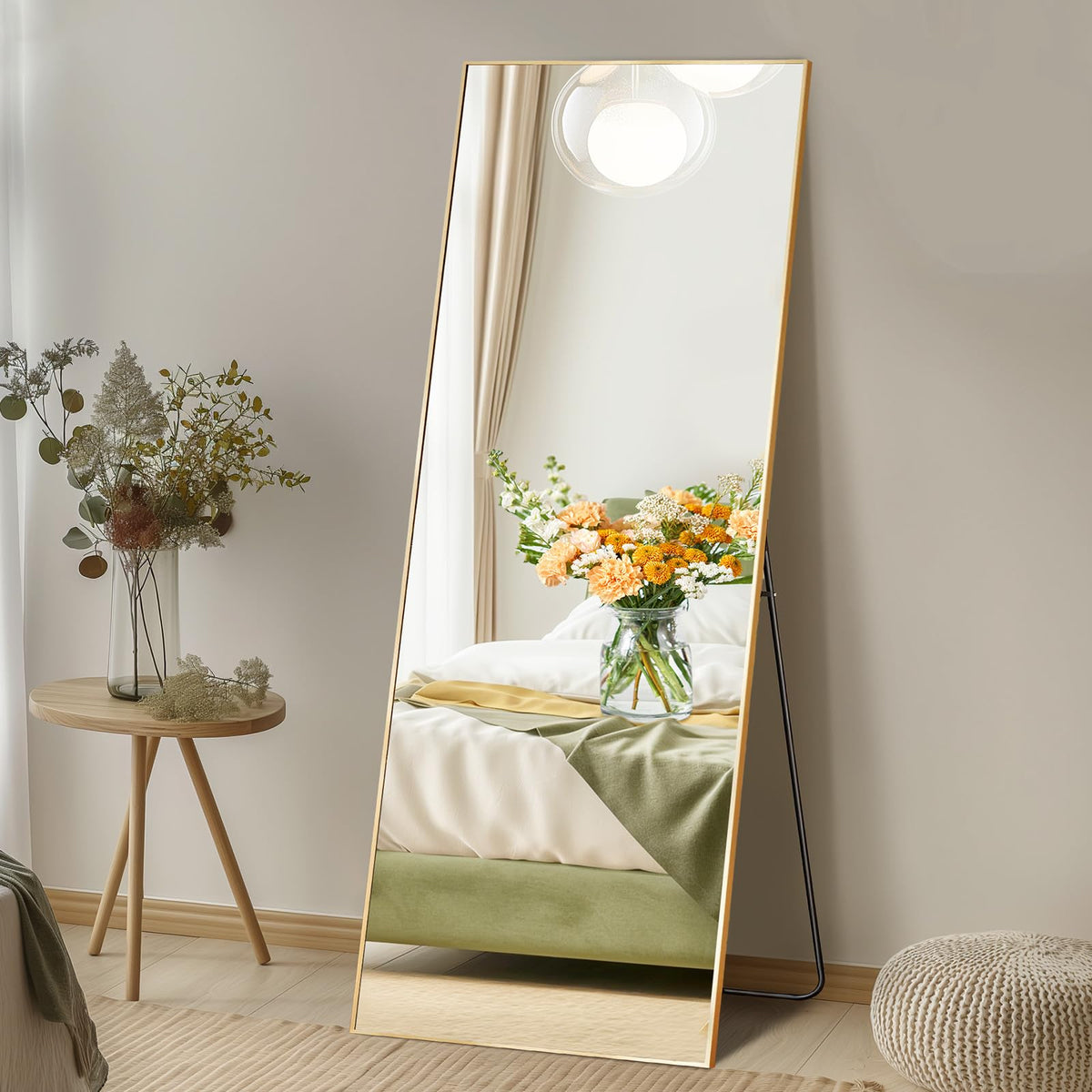 DUMOS 59"x16" Arched Full Length Mirror with Stand