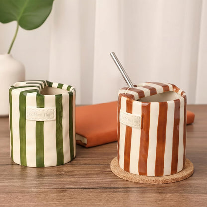 2 Pack Ceramic Mug with Sip Hole,