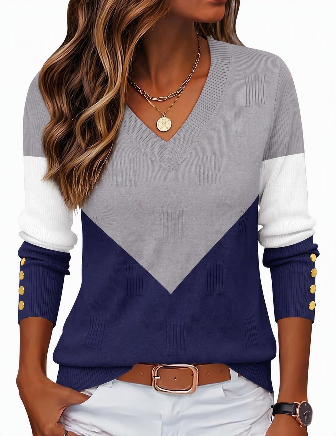 Zeagoo Womens V Neck Sweaters