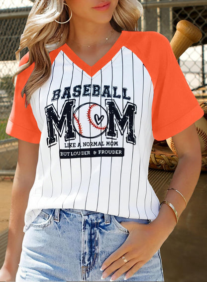 Baseball Mom Shirts for Women V Neck Baseball Stripe Outfits