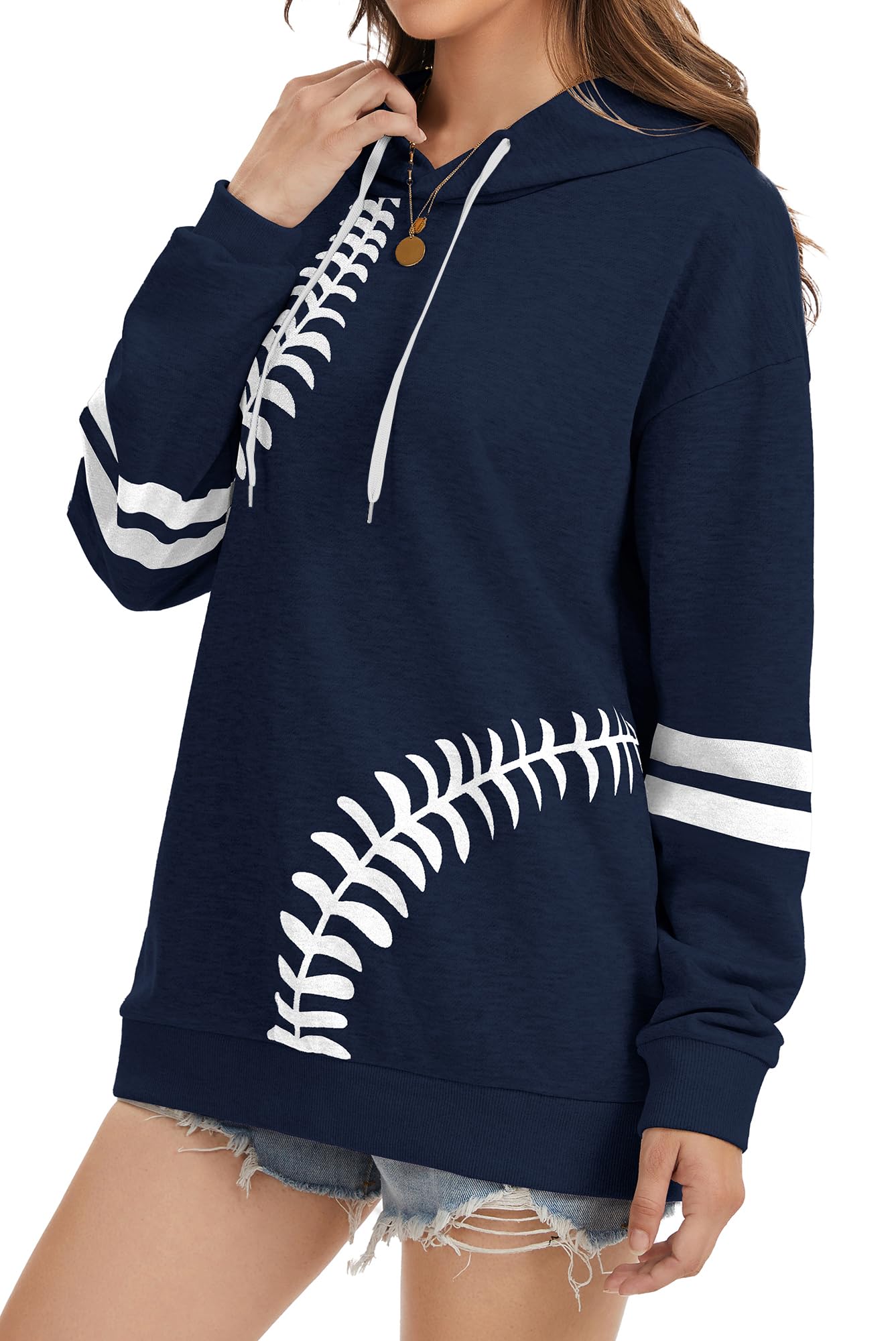 Womens Baseball Hoodie Casual Long Sleeve Baseball Mom Sweatshirt
