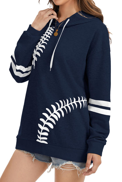 Womens Baseball Hoodie Casual Long Sleeve Baseball Mom Sweatshirt