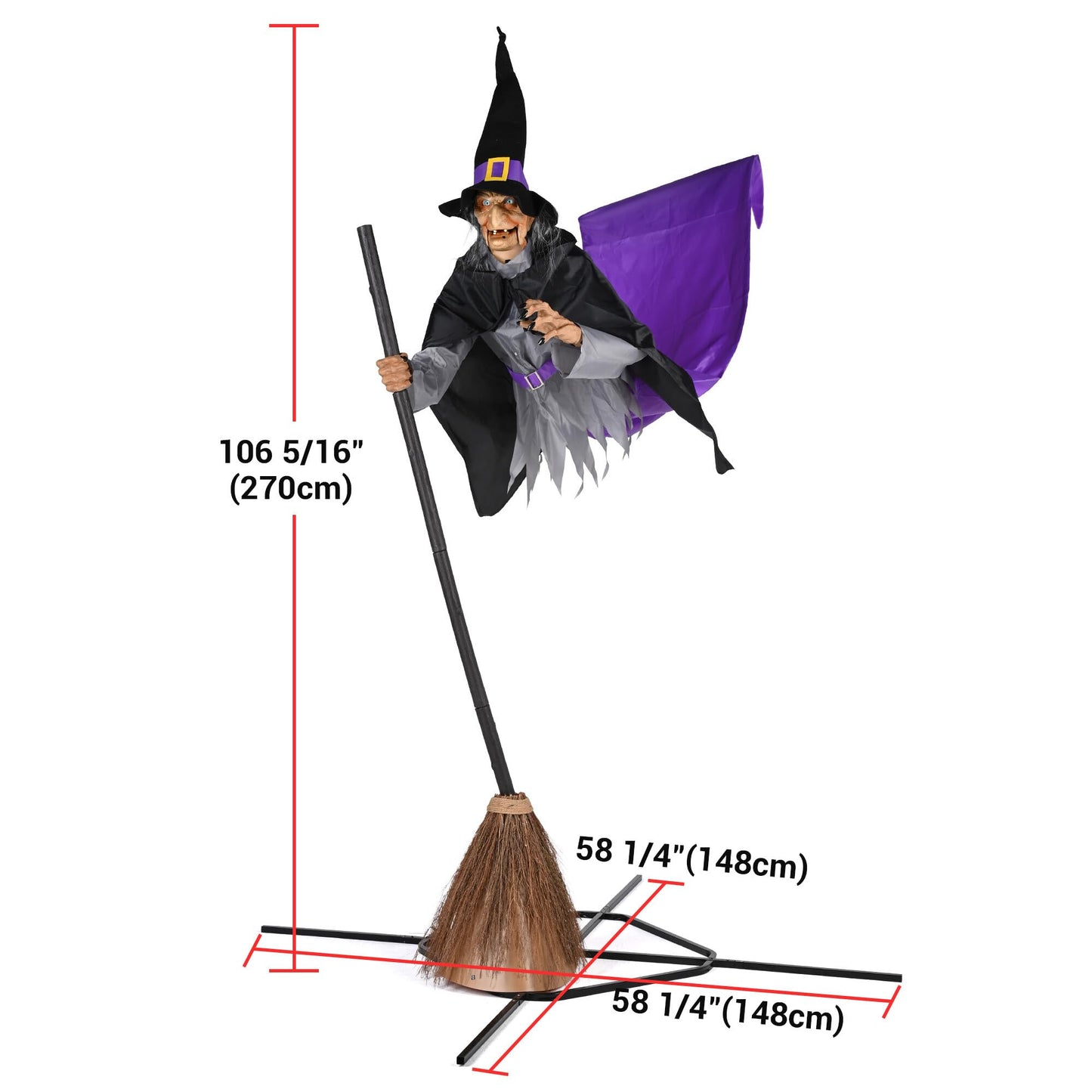 AW 9Ft Animatronics Flying Witch Hovering Broom Animated AC 100V-240V Halloween Outdoor Decoration Motion Activated 2026