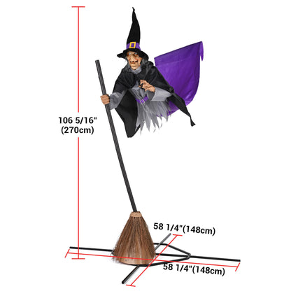 AW 9Ft Animatronics Flying Witch Hovering Broom Animated AC 100V-240V Halloween Outdoor Decoration Motion Activated 2026