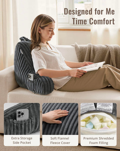 Blissful Diary Reading Pillow, Backrest Pillow with Shredded Memory Foam