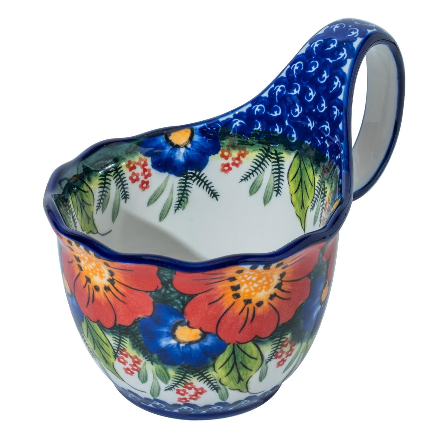 ALMA Handpainted Microwavable Soup Bowl with Loop Handle 18.6oz, Cereal Bowl With Handle Great for Berry, Fruits, Chili, Stew, Ice cream,Floral Soup Mug for Women