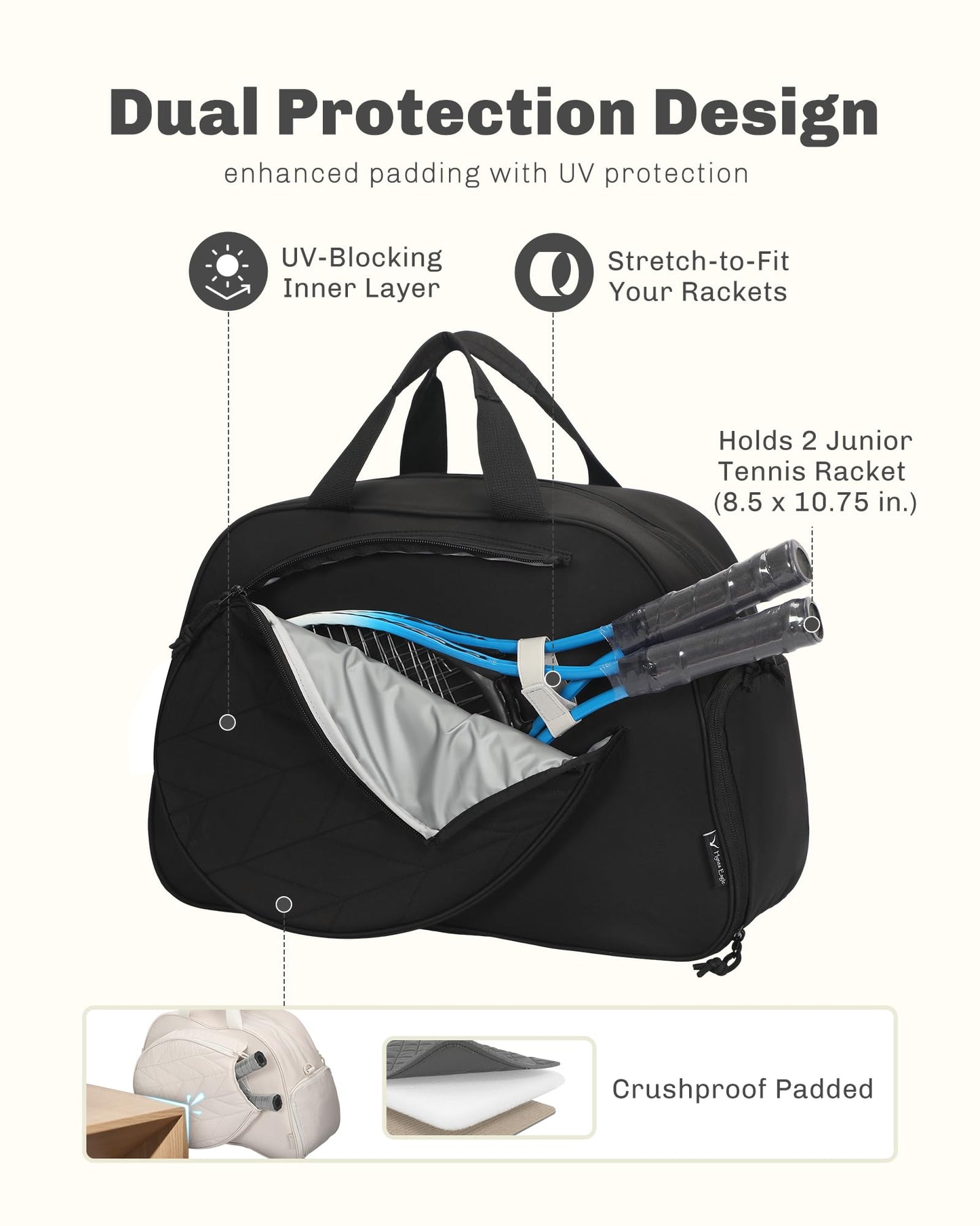 Hynes Eagle Pickleball Bags for Women Tennis Gym Bag Holds 2 Rackets