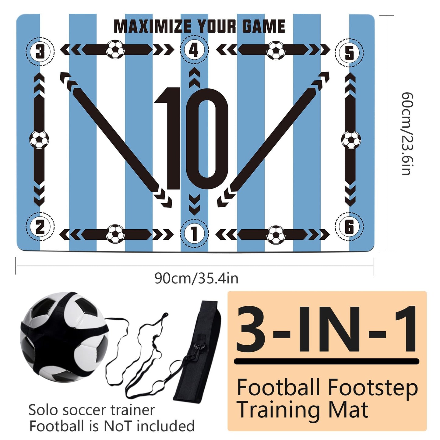 Soccer training mat,Soccer training equipment accessories for All Ages to Improve Speed Strength Agility and Coordination,Anti-Slip/Silent Mat