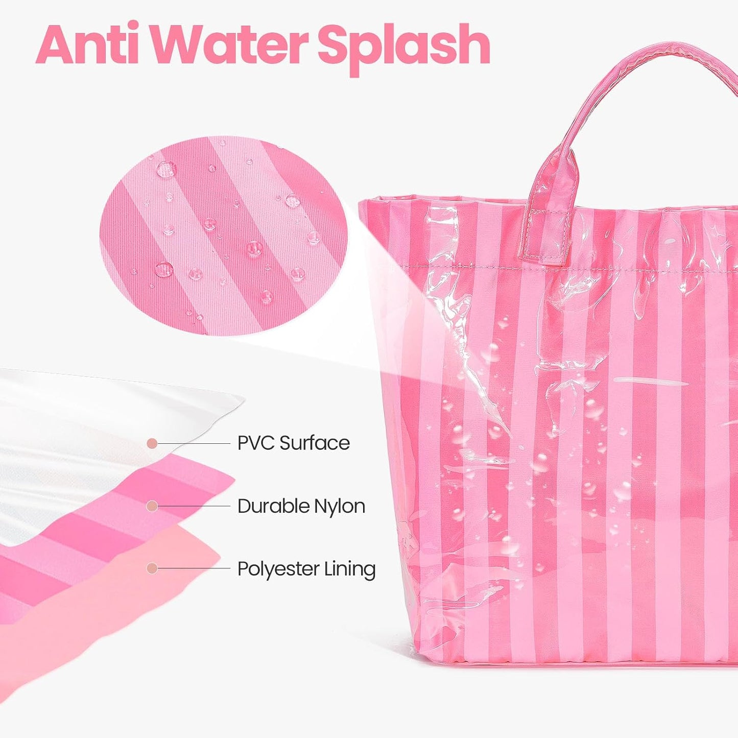 Striped PVC Tote Bag Large Glossy